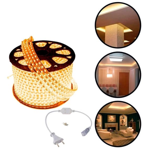 Fita de Led branca quente 5050 100M 110v iluminaçao de led para casas, jardins, carros, decoraçao.