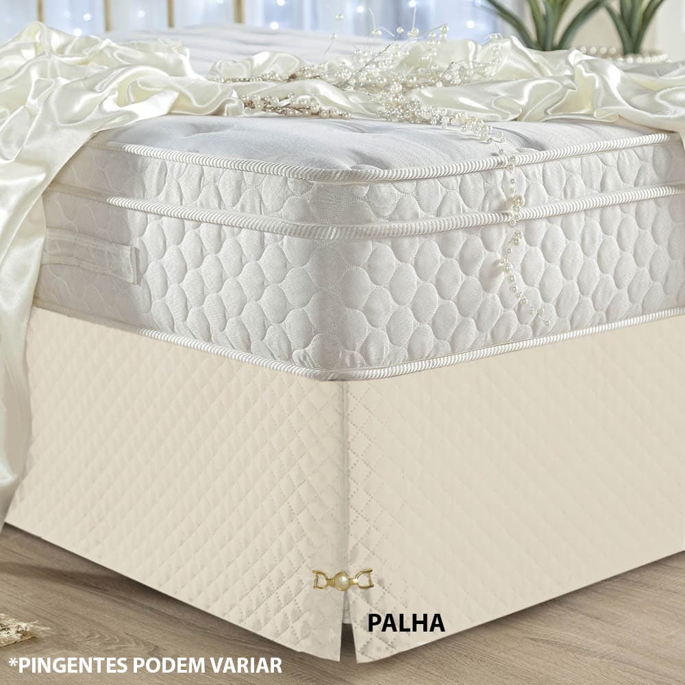 Saia Box Casal King Padrao Matelada Com Pingente Luxo Box Bau Varias Cores