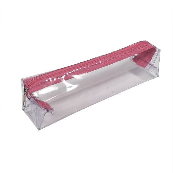 Estojo cristal transparente básico zíper rosa DAC