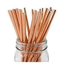 Canudo De Papel Metalizado Cor Rose Gold Pacote 14 unidades