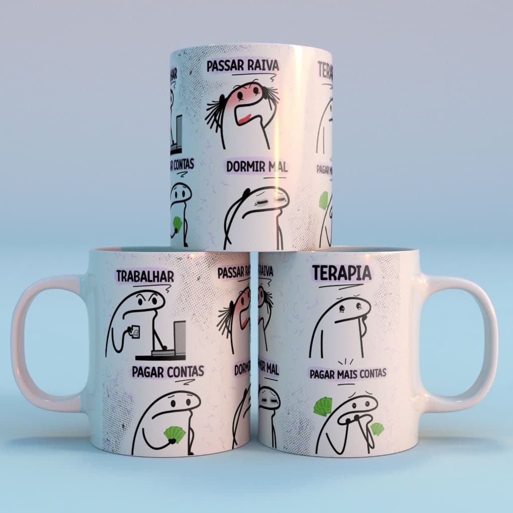 Caneca Bento Flork Personalizada Meme Divertido Engraçado Apaixonado Namorado Caneca Branca Vol. 5