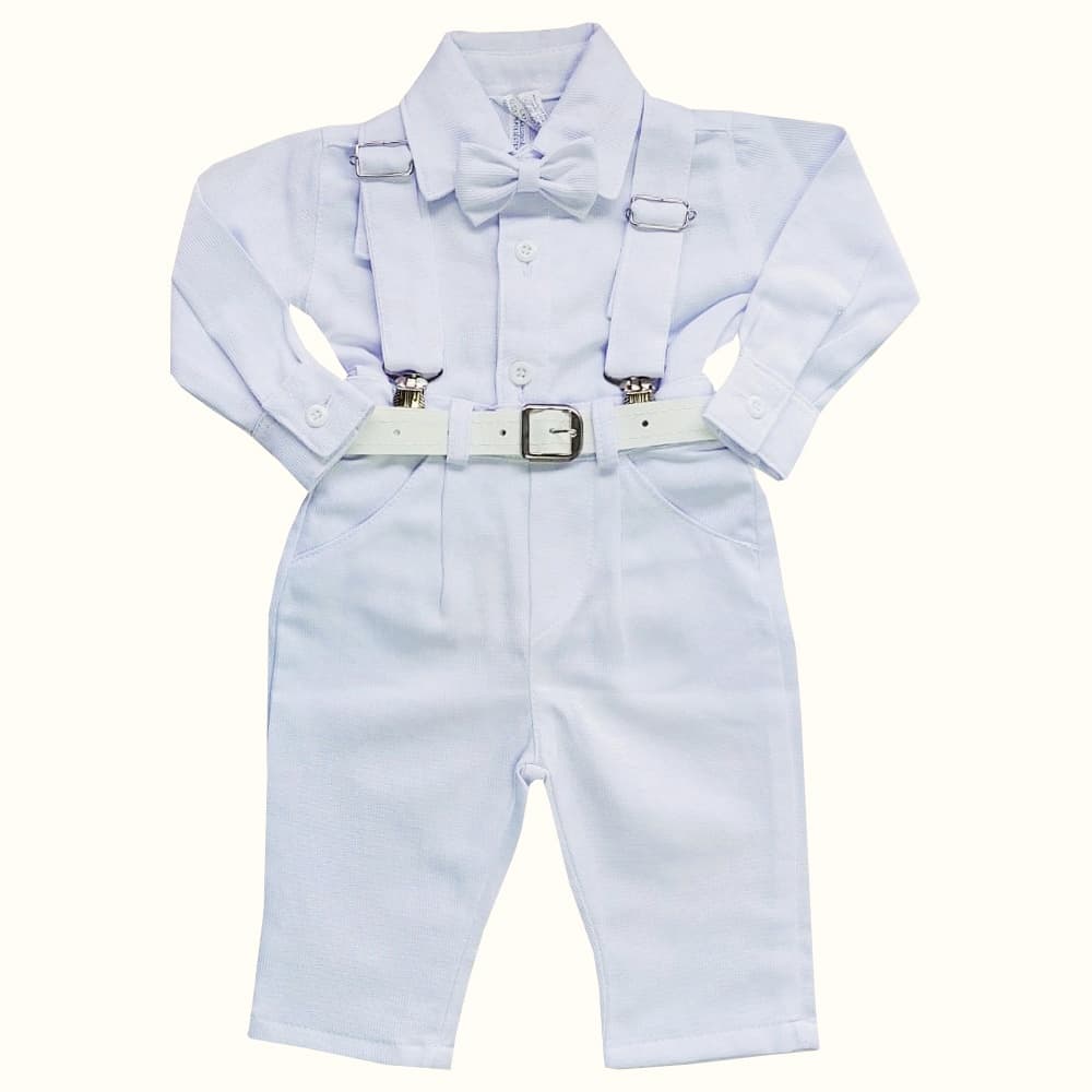 Roupa De Batizado Pra Bebê Menino Conjunto Branco Com Calça