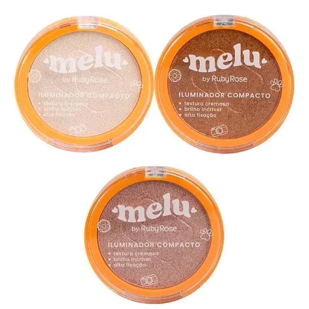 Iluminador Facial Pó Compacto - Melu Ruby Rose - 3 Cores