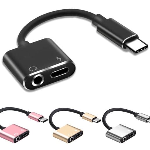 Adaptador Tipo C Para Fone De Ouvido E Carregador