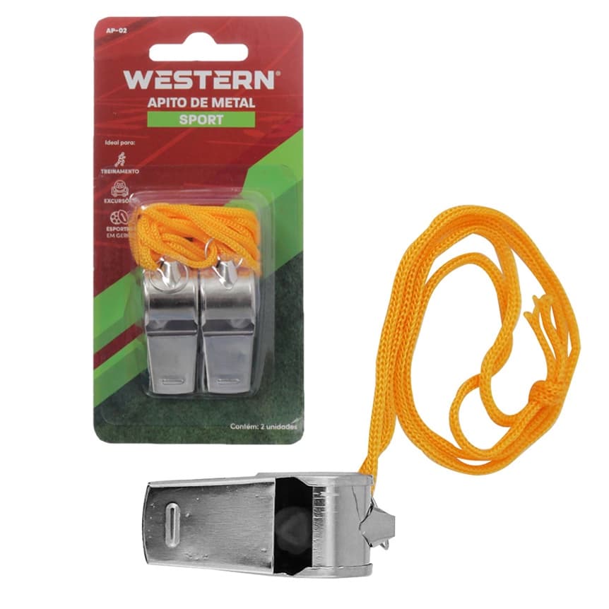 Apito  Arbitro De Metal Profissional Com Cordão - 2 Unidades
