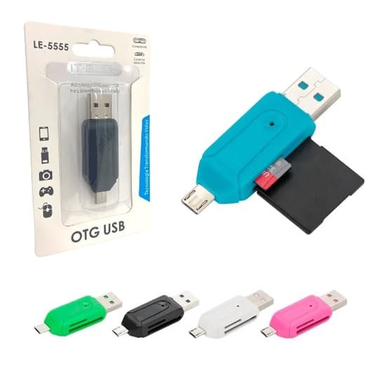 Leitor De Cartão Usb + Otg Micro Usb (v8)