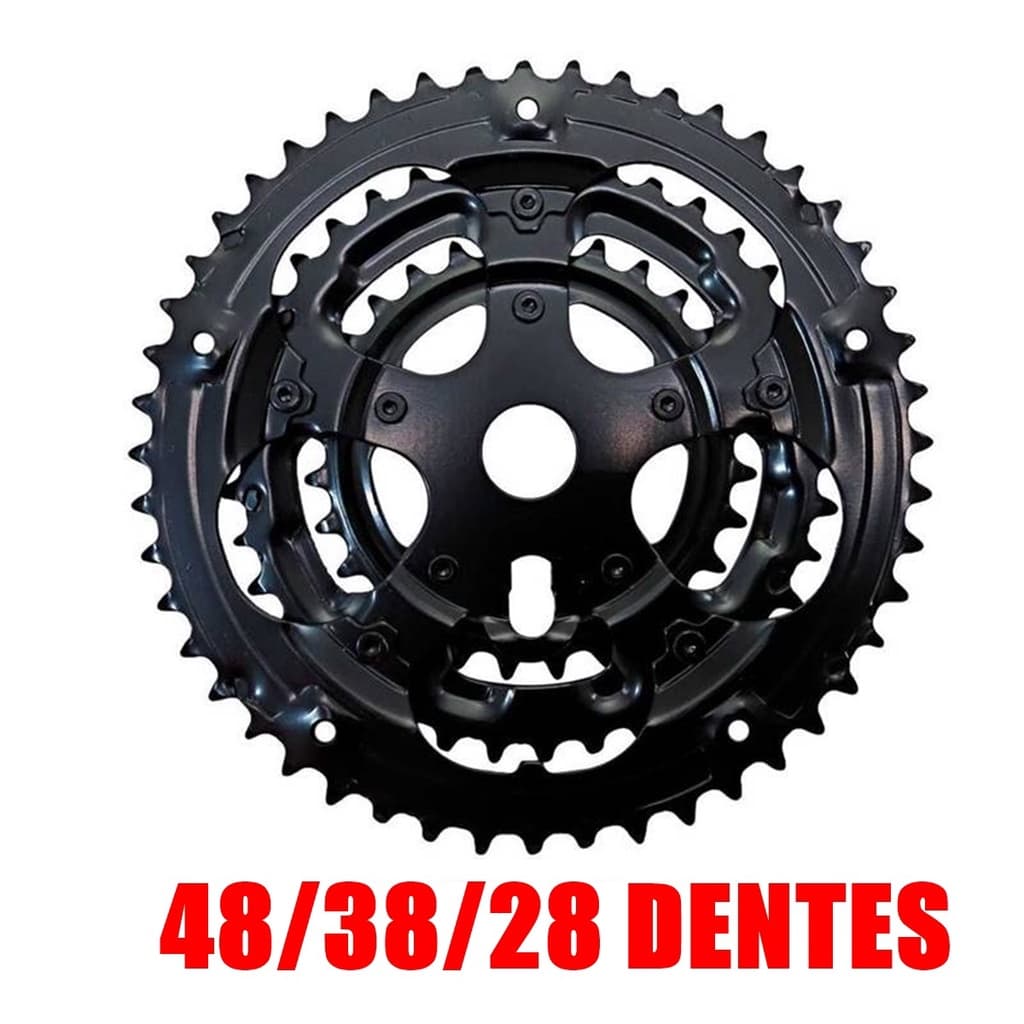 Coroa Engrenagem Tripla Rebitada 28/38/48 Pra Bike Monobloco