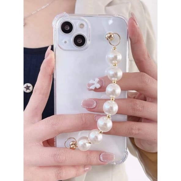 Capa Capinha  Transparente Com Corrente de Perola Iphone 11 12 12PRO MAX 13 13PRO MAX 14 14PRO MAX 15 15PRO MAX 16 17PRO