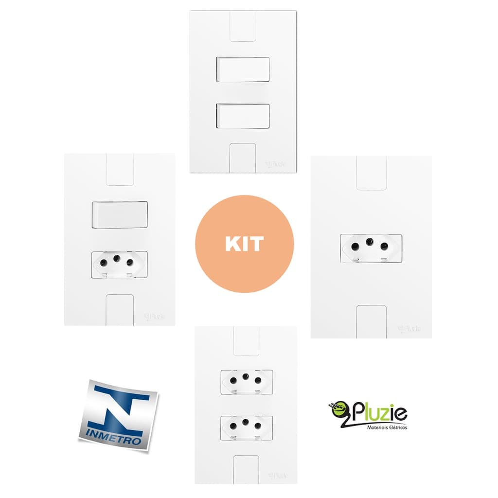 Kit Tomadas e Interruptores Modular Pluzie Peças Completas 4x2