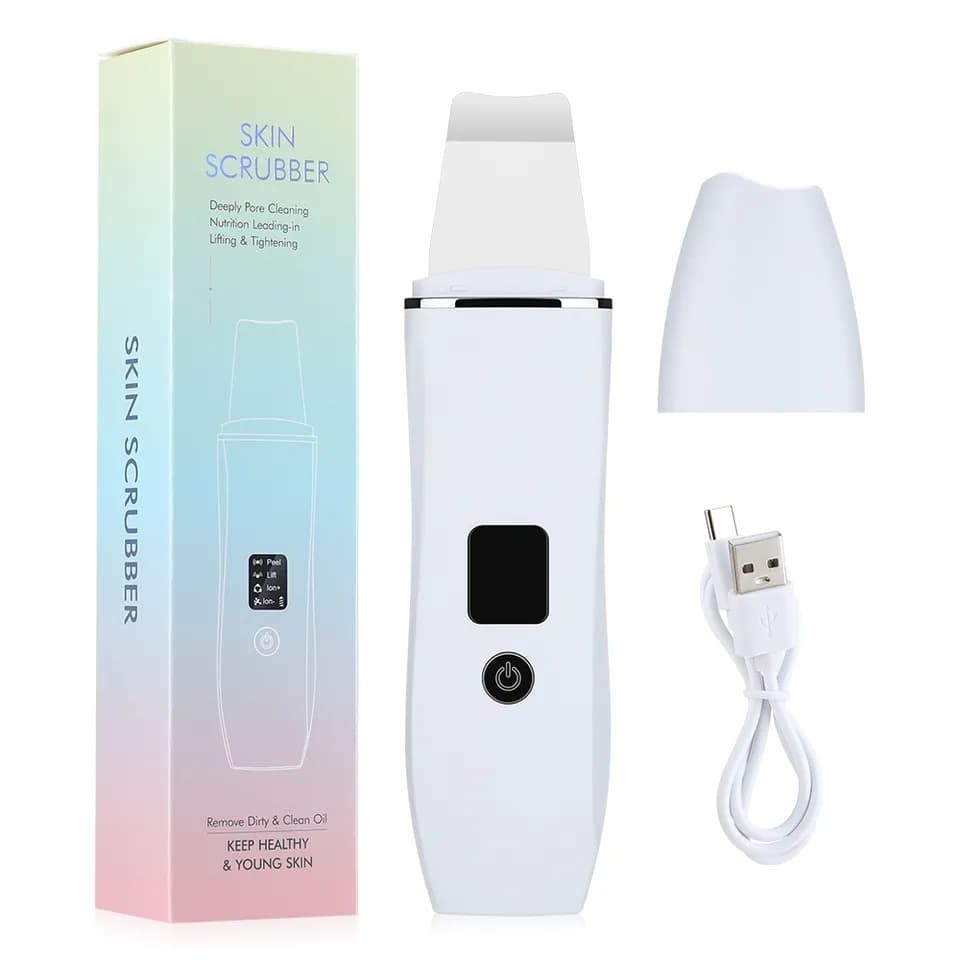Máquina de peeling ultra sônica display lcd ems positivo íon negativo cravo máscara exportação levantamento endurecimento limpeza facial purificador