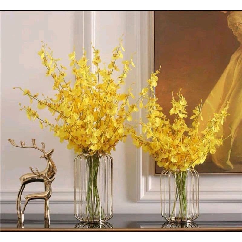 Galho Flor Orquidea Chuva de Ouro Artificial Enfeite Decoracao