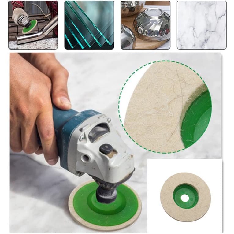 Rebolo De Polimento De Lã De 94mm Disco Feltro Para Cerâmica De Vidro Mármore Metálico