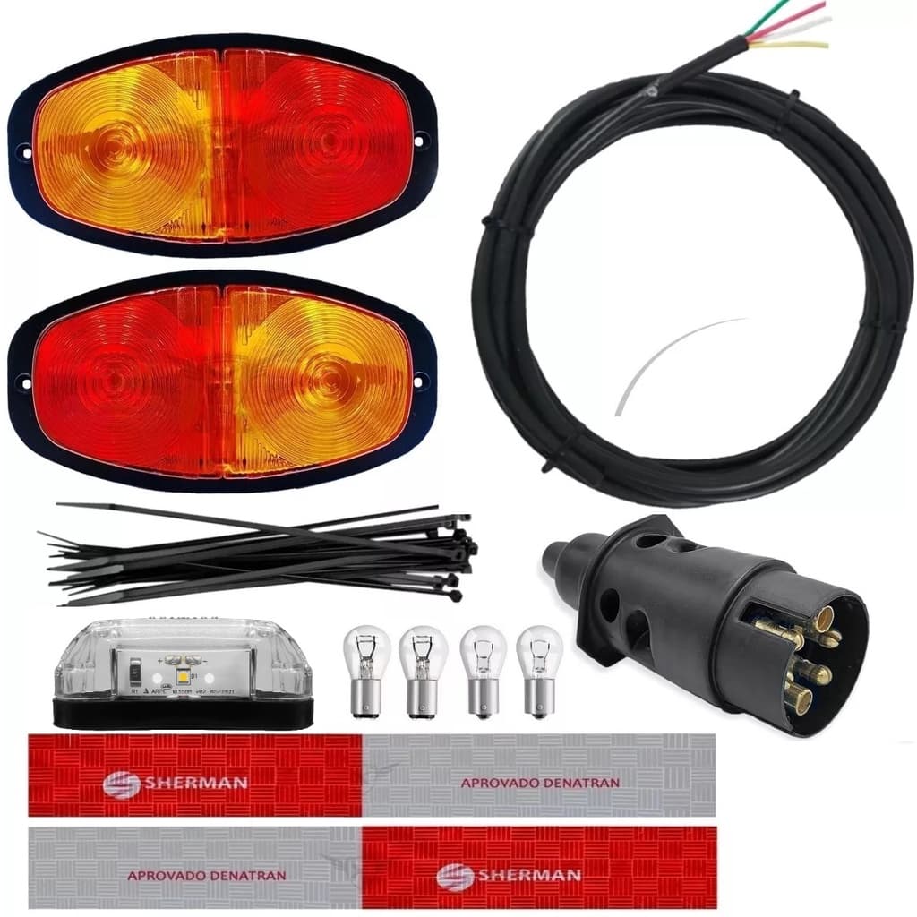 Kit Eletrico Instalação Lanterna Carretinha Reboque Engate Com 4 Metros de Cabo