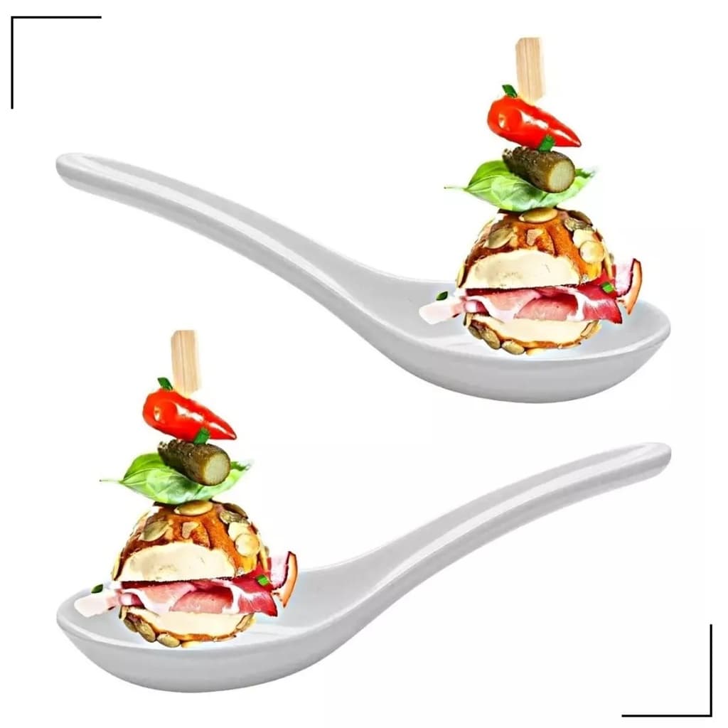 Kit Colher de Cerâmica Branca p/ Doce Molho 2 Und Finger Food