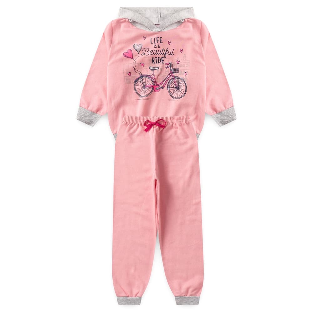 Conjunto Infantil Menina Inverno Manga Longa Calça E Blusa Feminino L45