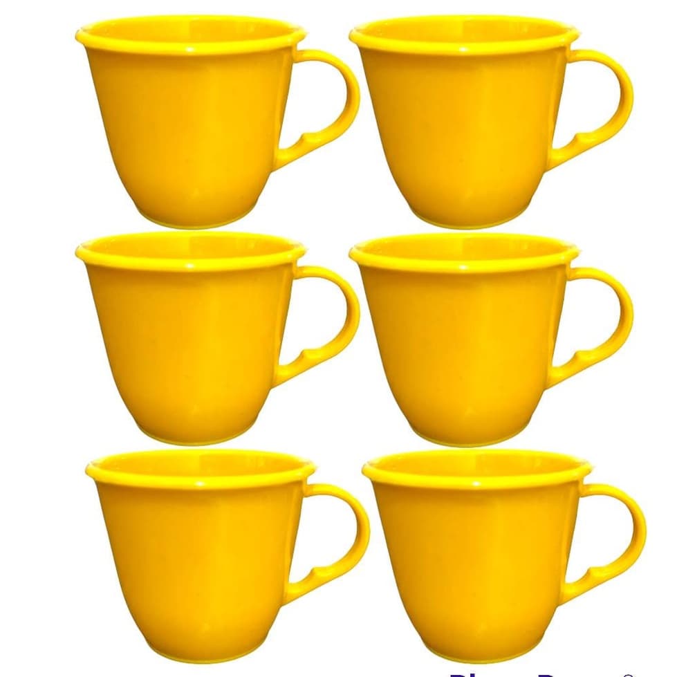 Jogo 6 Xícaras De Café Chá Em Acrílico 170ml > Cor amarela