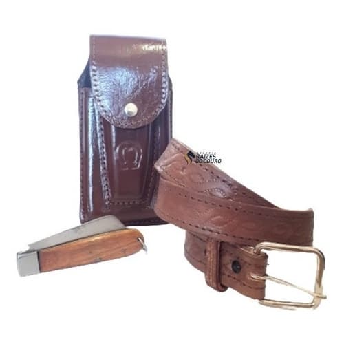 Cinto Country Bainha Porta Canivete E Porta Celular Canivete Confeccionados Em Couro Qualidade Super Promoção Kit Cavaleiro Montaria Country