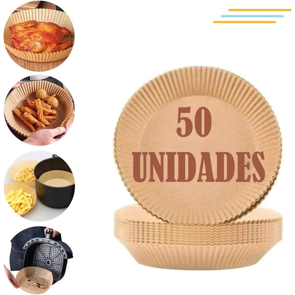 FORMA DESCARTÁVEL PARA AIRFRYER 15CM COM 50 UNIDADES