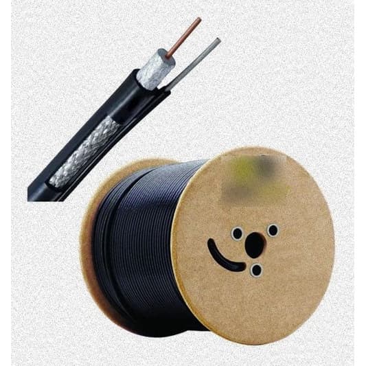 Bobina Cabo Coaxial Rg6 Preto Com Mensageiro 305mts Alta Qualidade