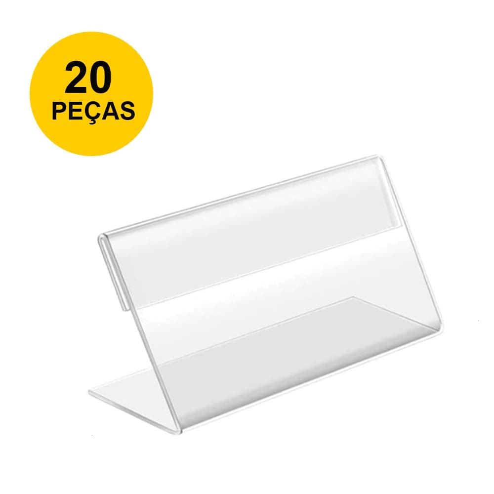 Display Acrílico Porta Preço Buffet, Balcão 10x5cm- 20 Peças
