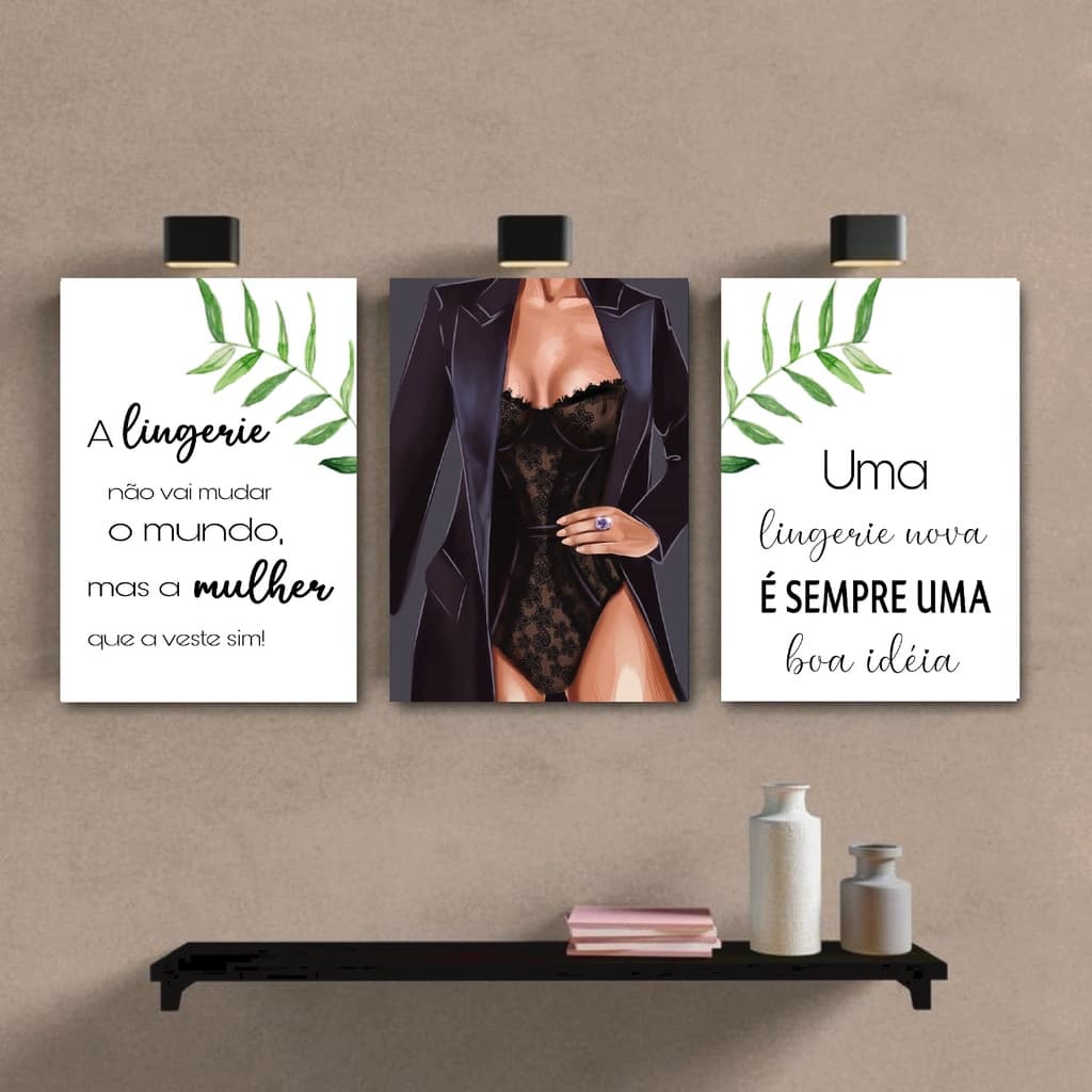 Promoção! Placa quadro decorativo/Kit com 3 peças!! langerie/se shop/