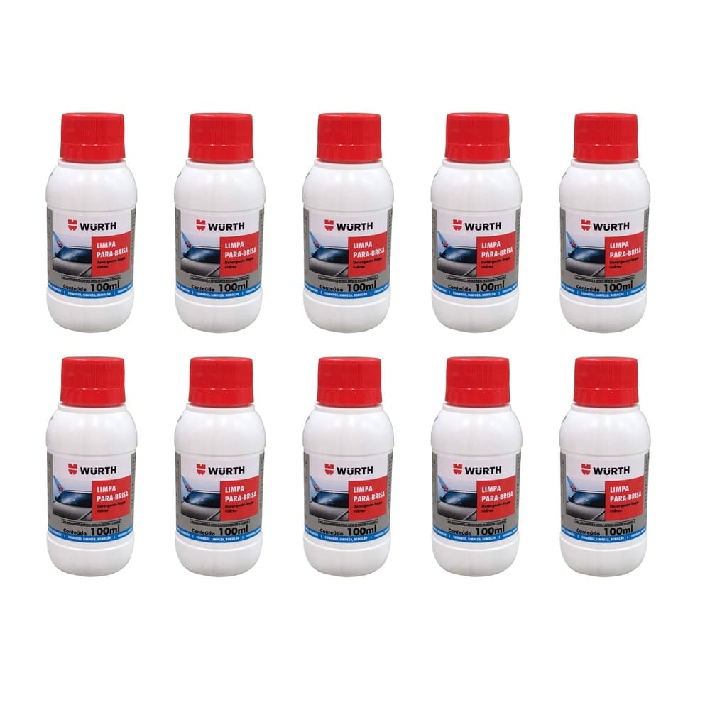 Kit 10 Limpa Para Brisa Wurth 100ml Fluido Liquido Limpeza De Parabrisa Automotivo Carro