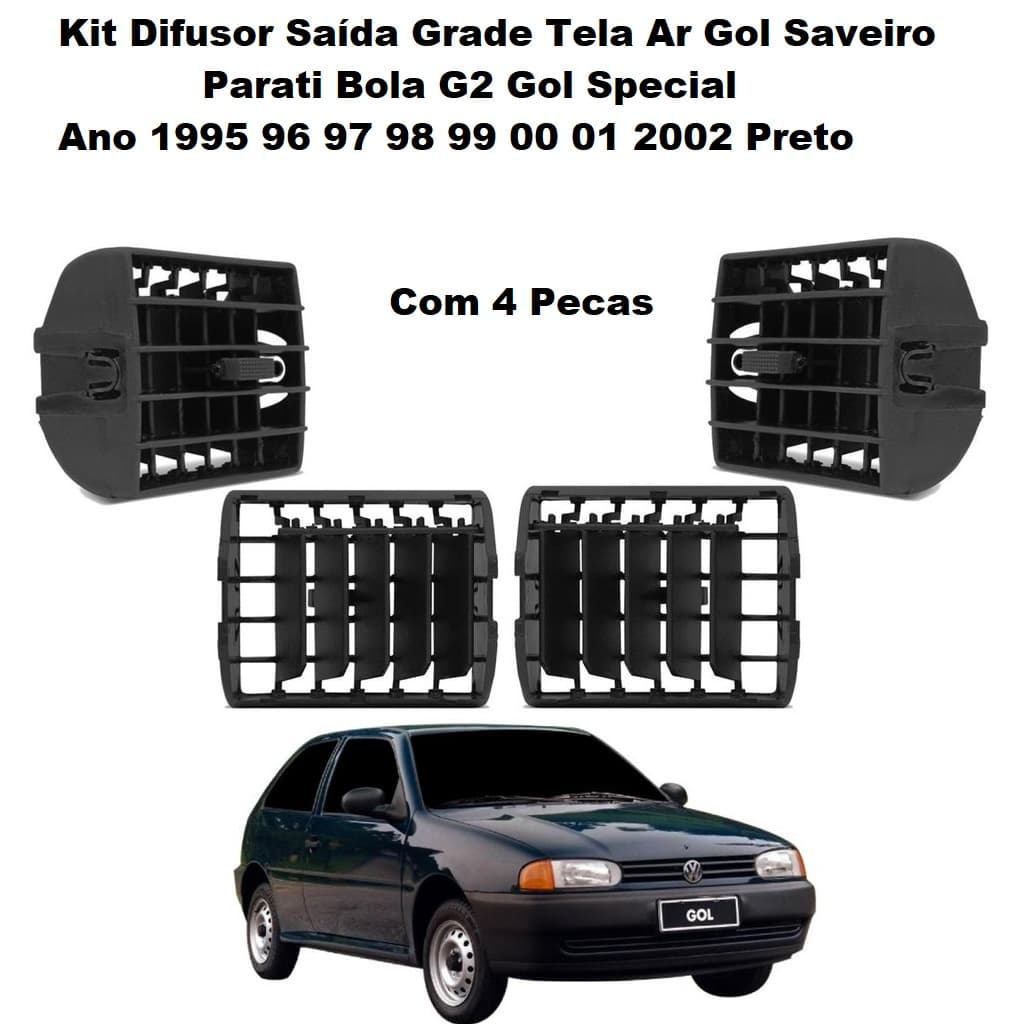 Kit Difusor Saida Ar Gol G2 Bola 95 96 97 98 99 4 Peças