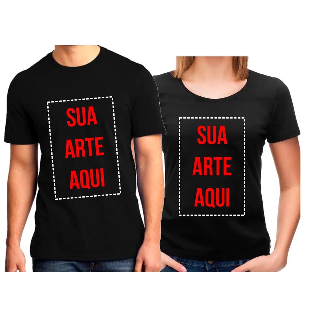 CAMISA PRETA PERSONALIZADA COM SUA ARTE OU LOGO