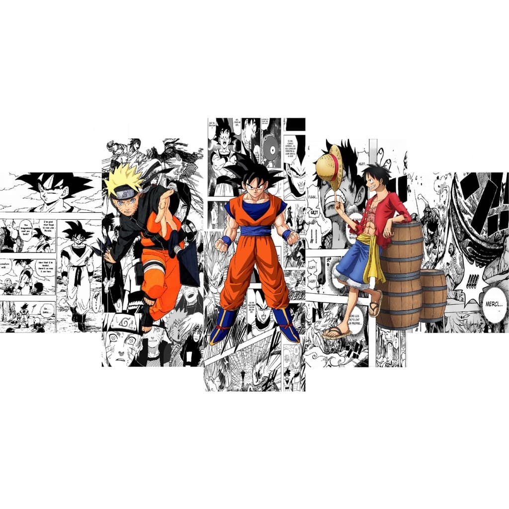 quadro decorativo animes goku naruto luffy one piece dragon ball