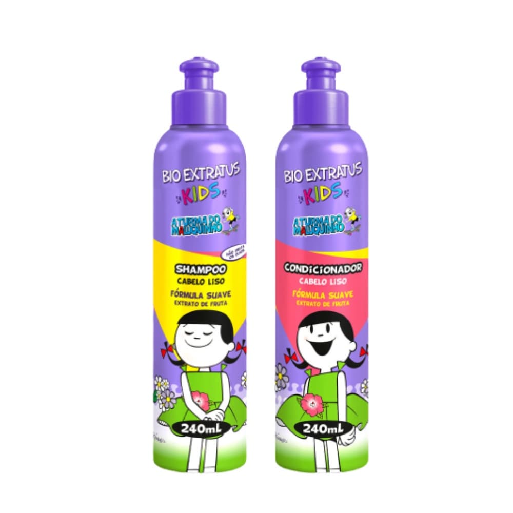 Shampoo e Condicionador Cabelo Liso Bio Extratus Kids 240mL Para Criança