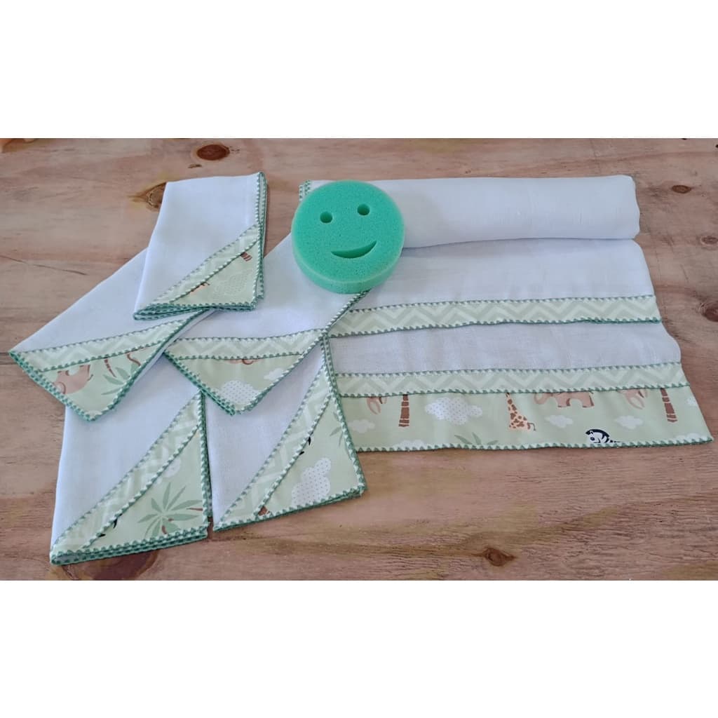 Kit Toalha Fralda Dupla + 5 Fraldas Boca Bebe Várias Estampas