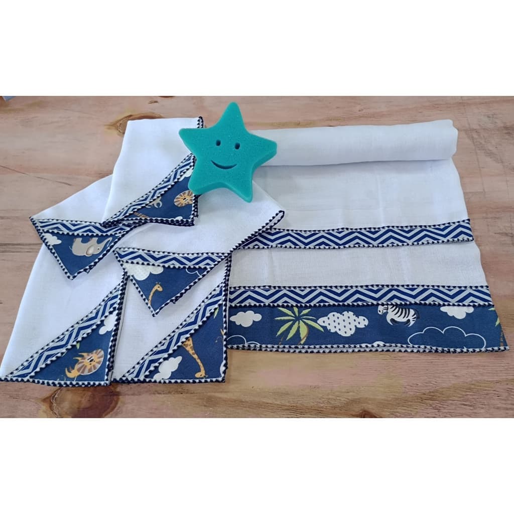 Toalha Fralda Dupla Bebe + Fralda Boca Bebe Várias Estampas