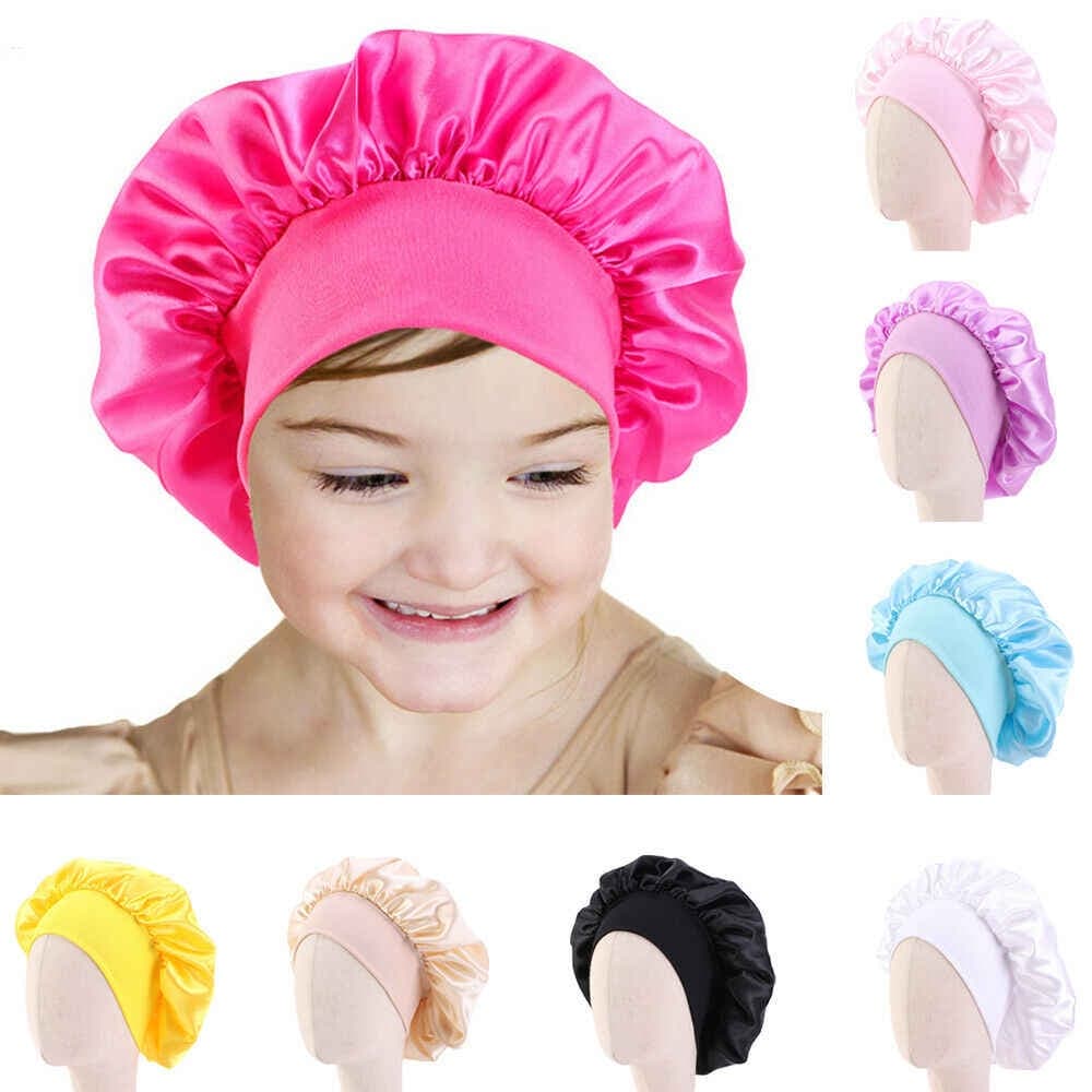 Touca Kids De Cetim Touca Infantil Antifrizz Para Crianças Infantil Cabelo Cacheado, Liso, Crespo