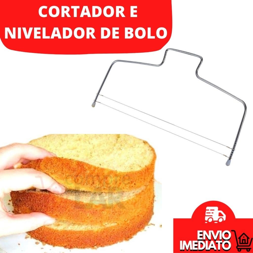 Cortador Fatiador Nivelador De Bolos Com Fio Duplo Ajustável em Aço Inox