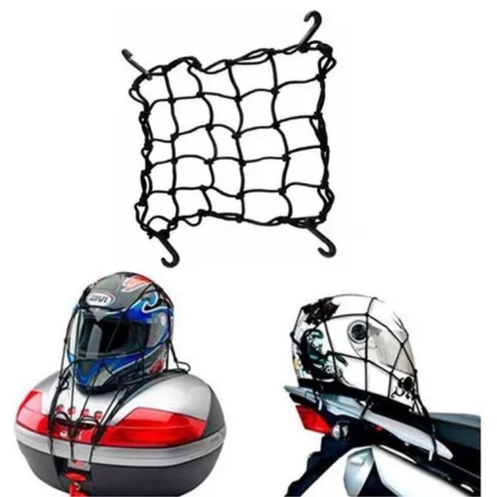 Rede Redinha Moto Esticador Preta Elástico Aranha 42x42cm Motoboy