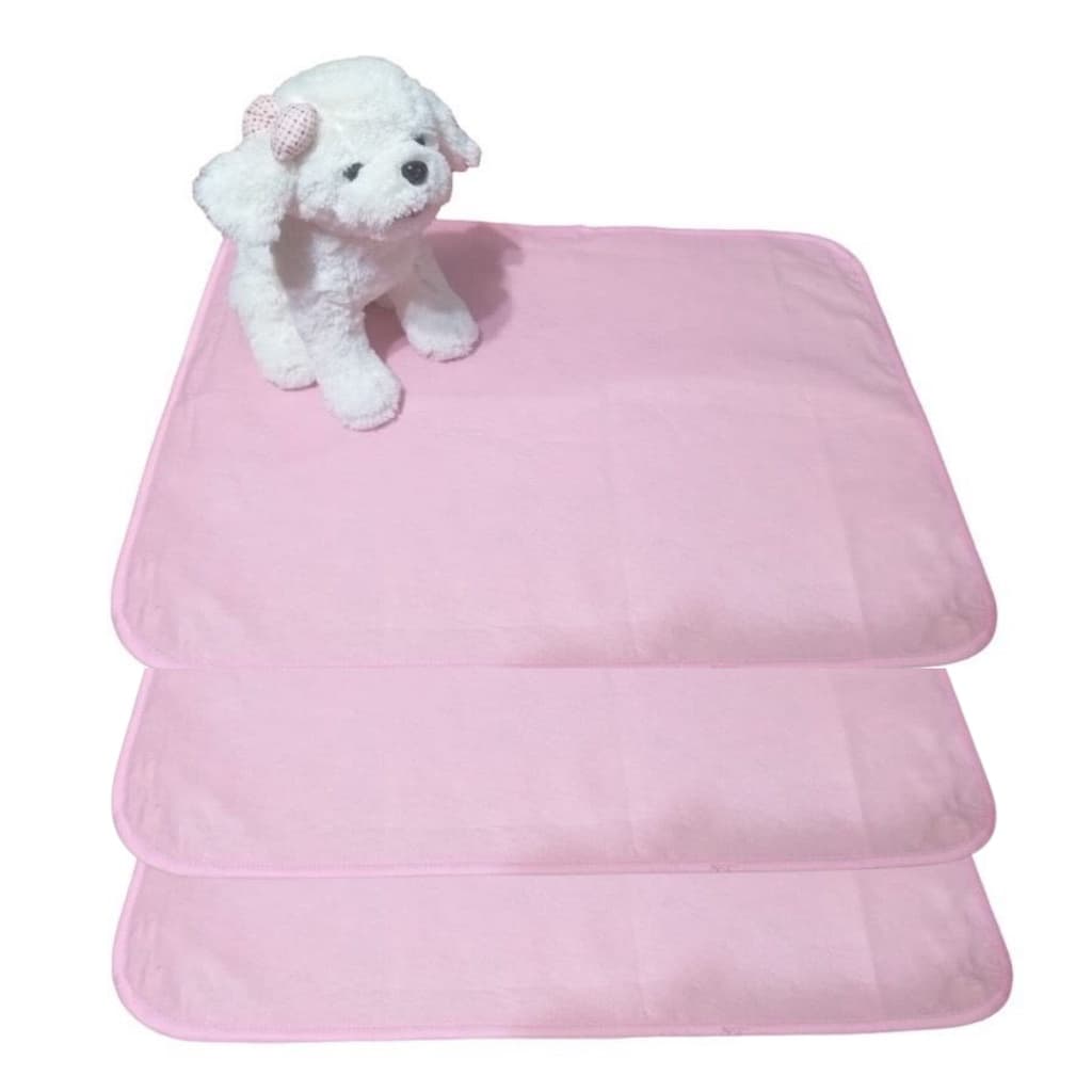 Kit 3 Tapetes Higiênico pet Lavável Super Absorção 70x50 Rosa