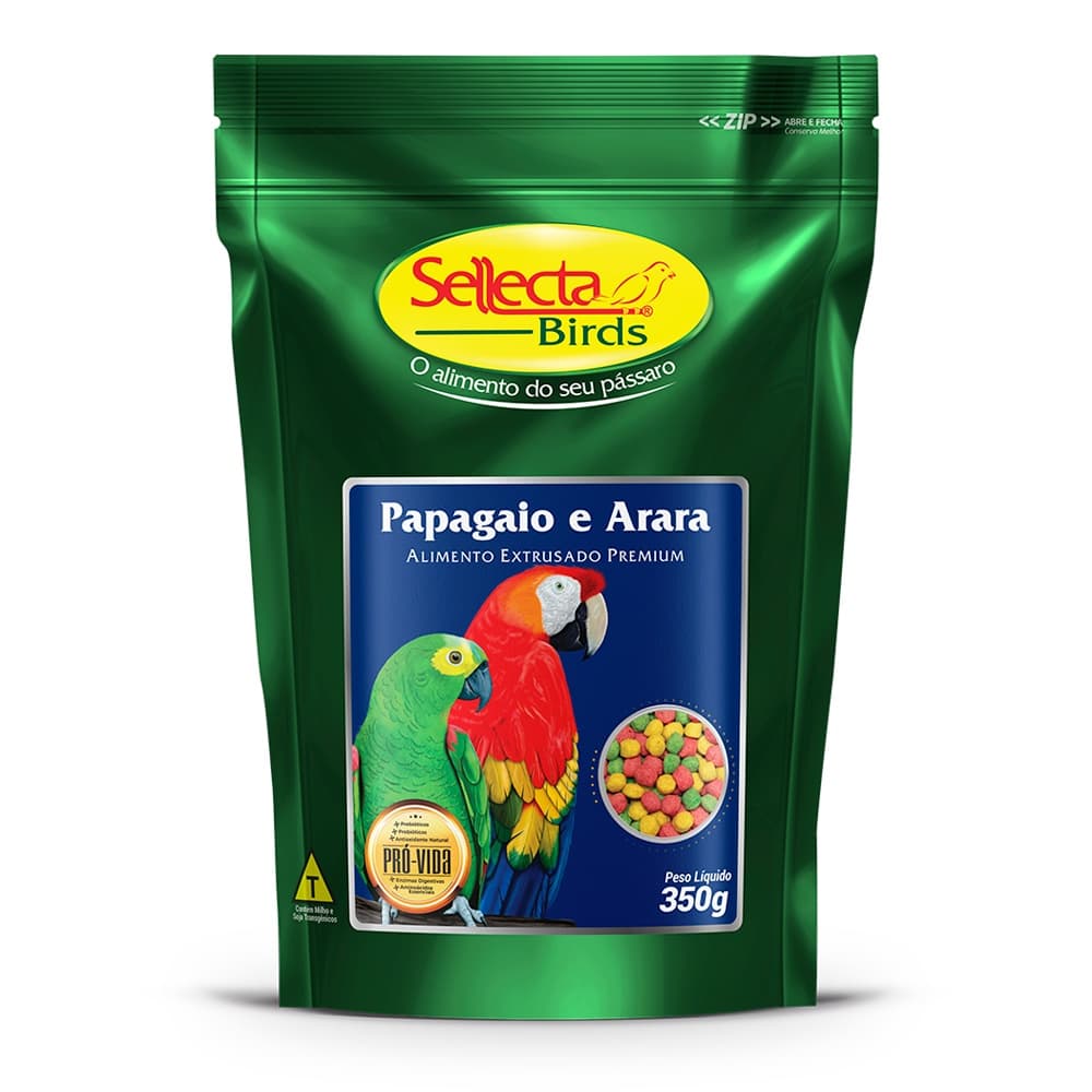 Ração Sellecta Papagaio E Arara Extrusado - 350g