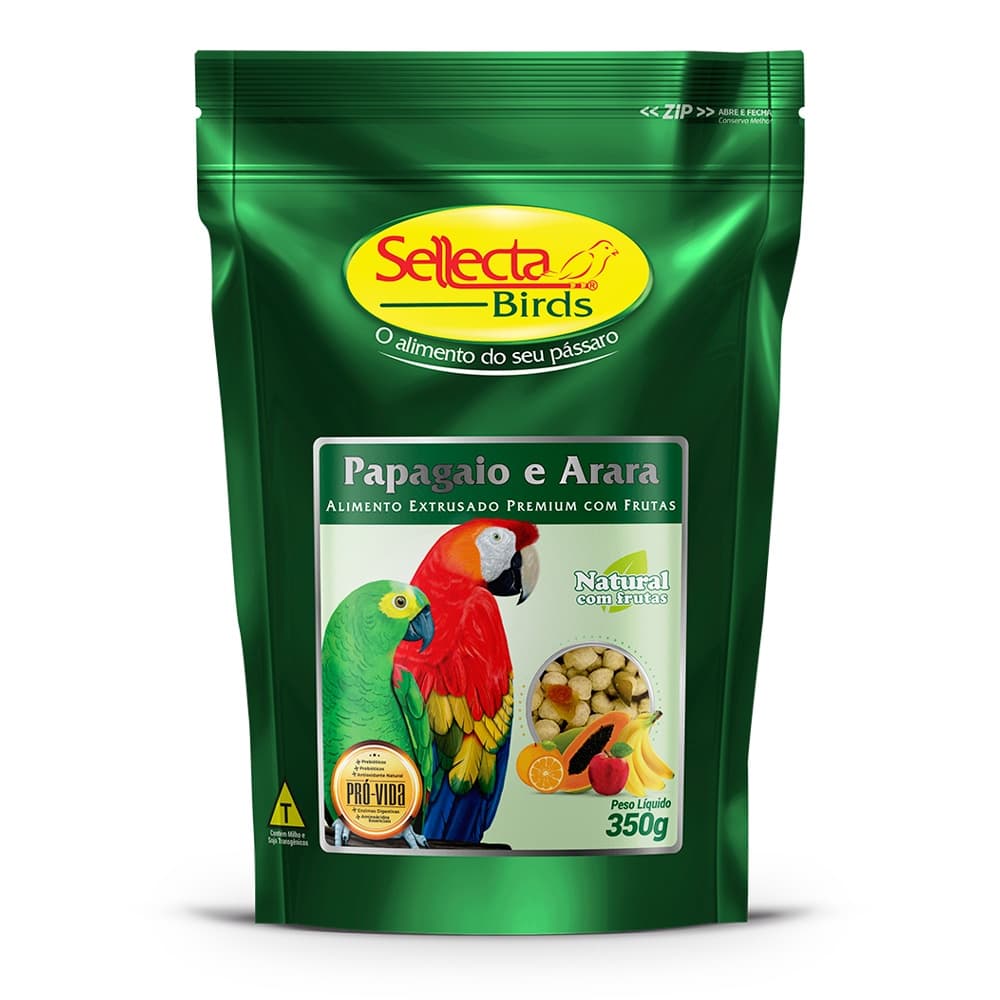 Racao Sellecta Papagaio E Arara com FRUTAS 350g