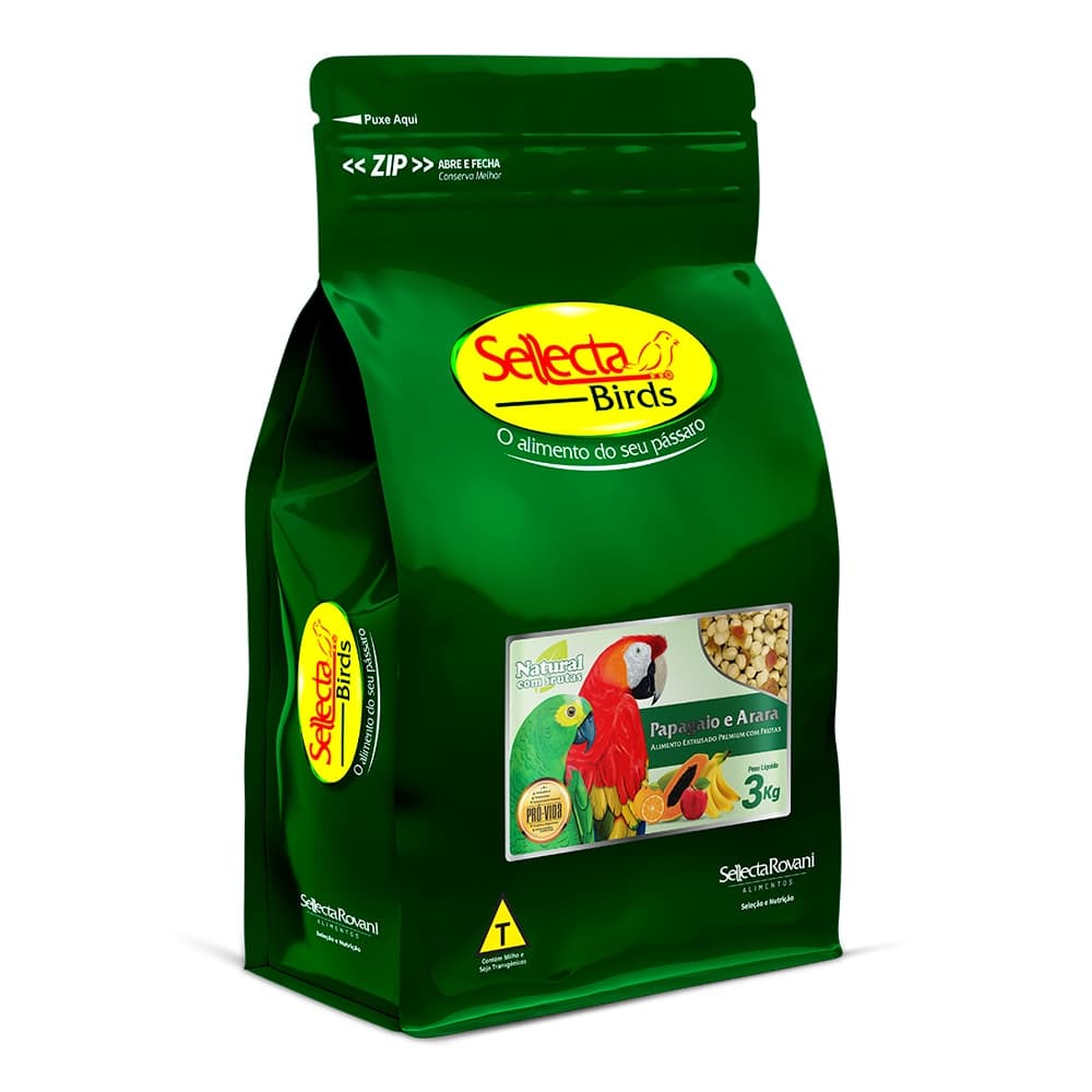 Sellecta Extrusada Papagaio Natural Com Frutas 3kg
