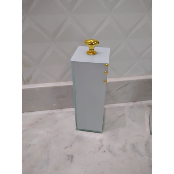 Porta escova de dentes Branco puxador dourado