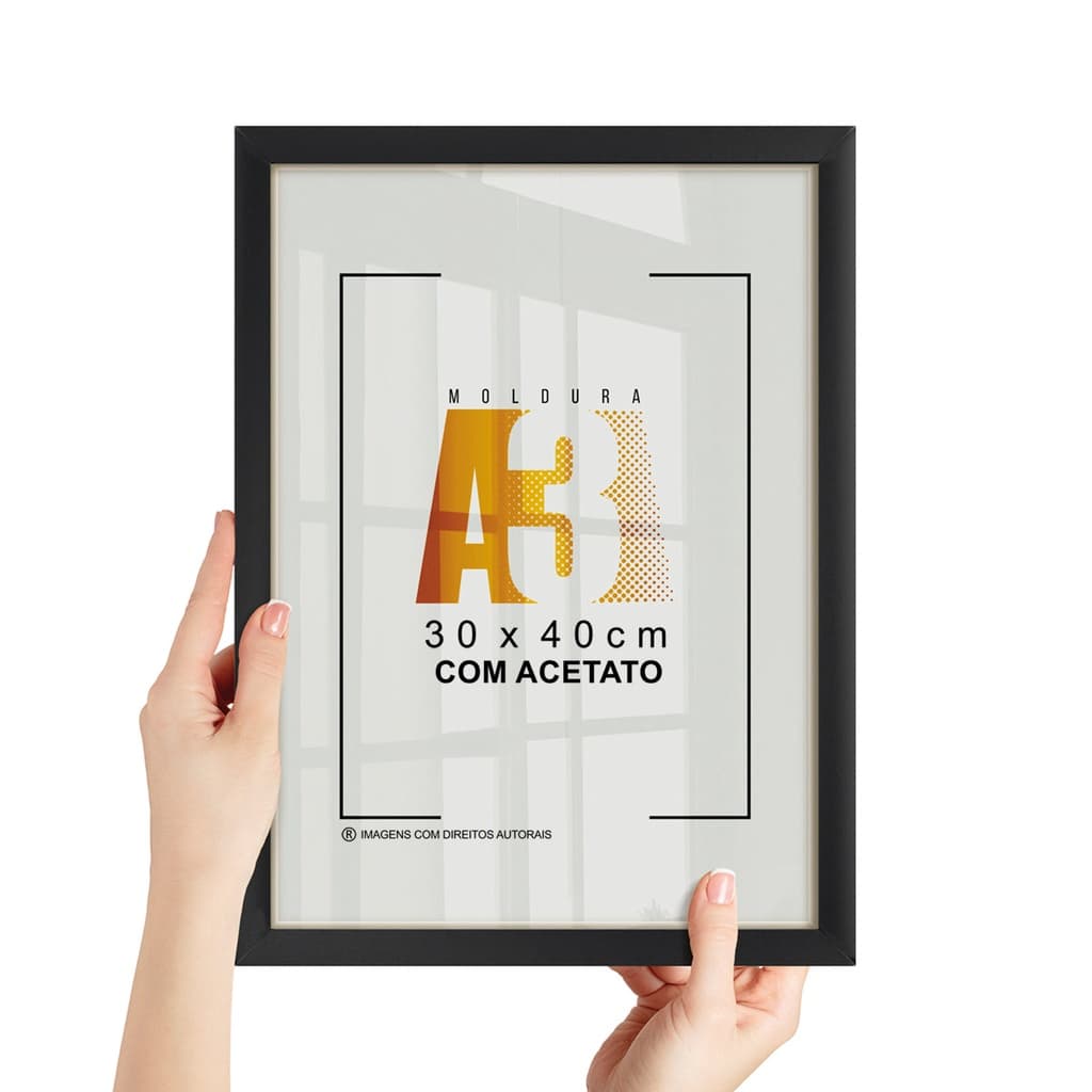 Quadro Moldura A3 30x42 Porta Retrato Acetato Certificado