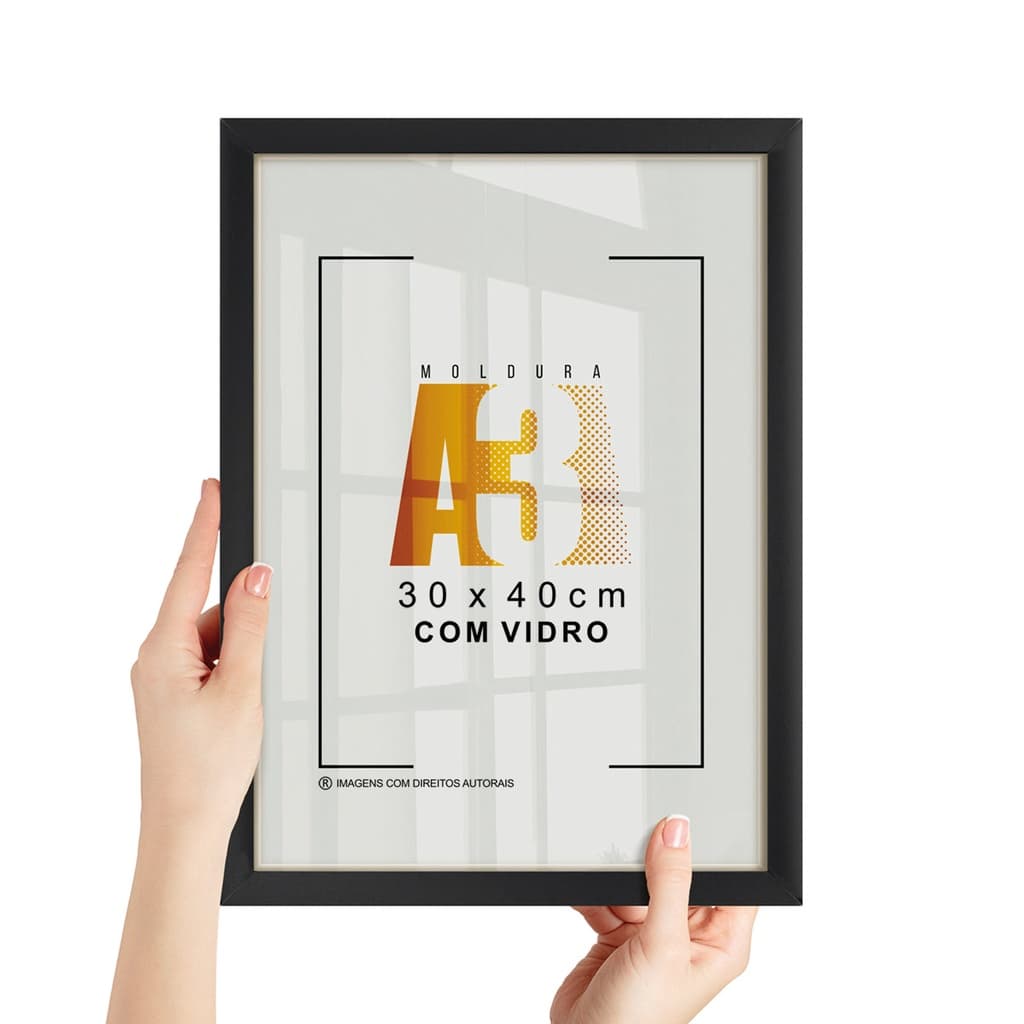 Quadro Moldura A3 30x42 Porta Retrato Com Vidro Certificado