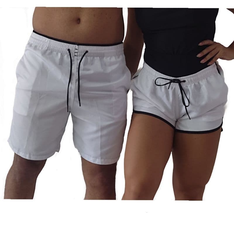 Kit conjunto casal short mozão branco liso.