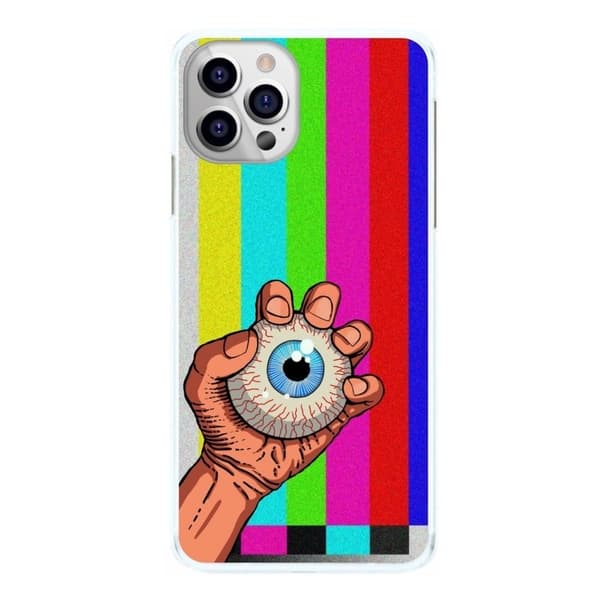 Capinha Cores TV Antiga Desenho Mão com Olho Capa de Celular