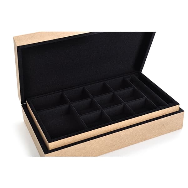 Porta Joia e Bijus modelo Turca1 com 1 bandeja MDF Flocado veludo preto