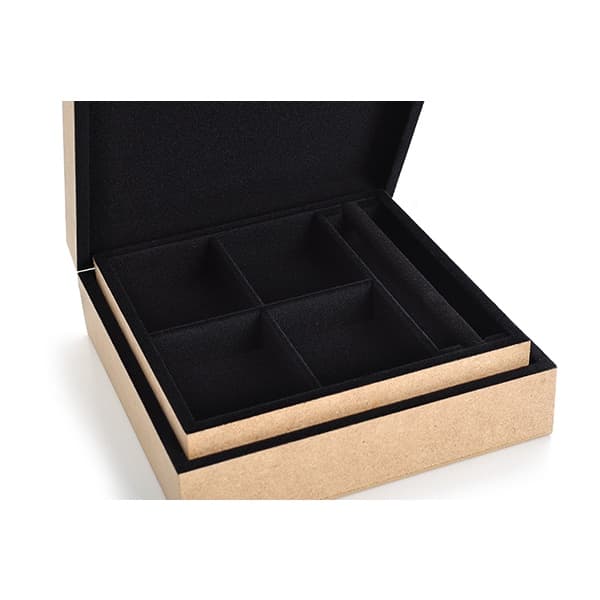 Porta Joia e Bijus modelo Turca3 com 1 bandeja MDF Flocado veludo preto