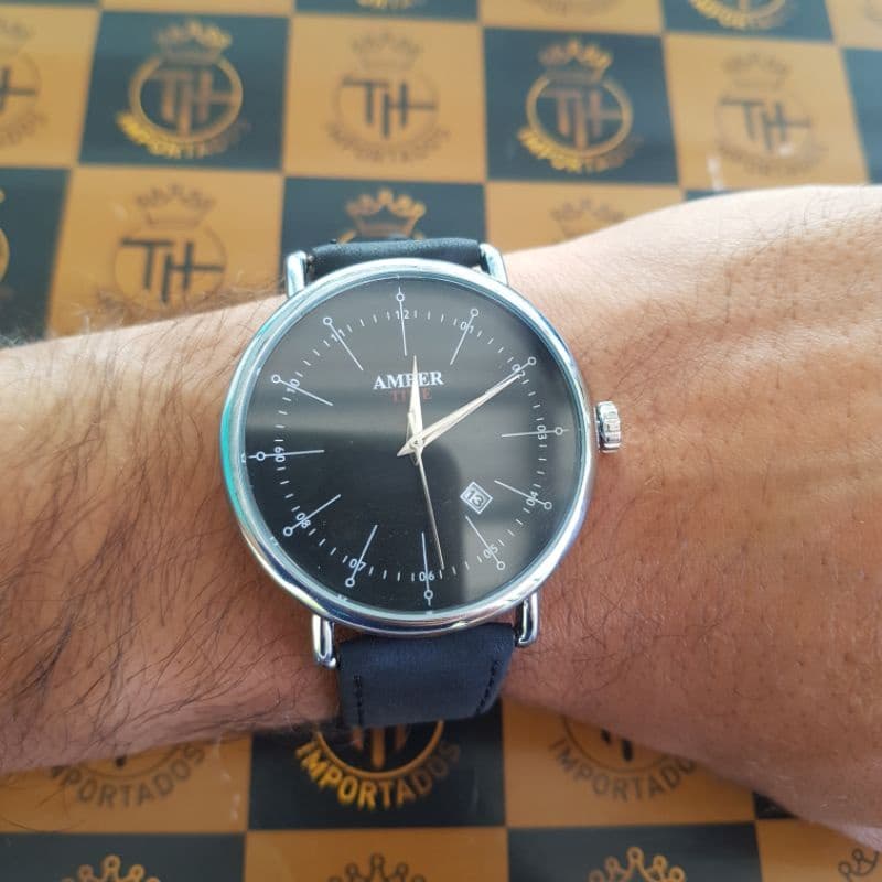 Relógio social Para homens de alto valor  (ÚLTIMAS UNIDADES)  Pulseira de Couro   A PROVA D'ÁGUA
