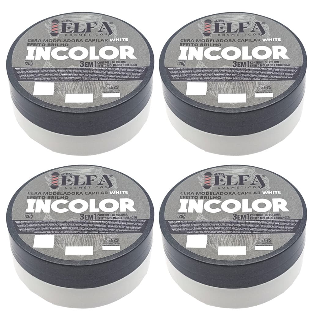 4 Cera Modeladora Capilar Elfa Incolor 4 Man Extra Forte 120g