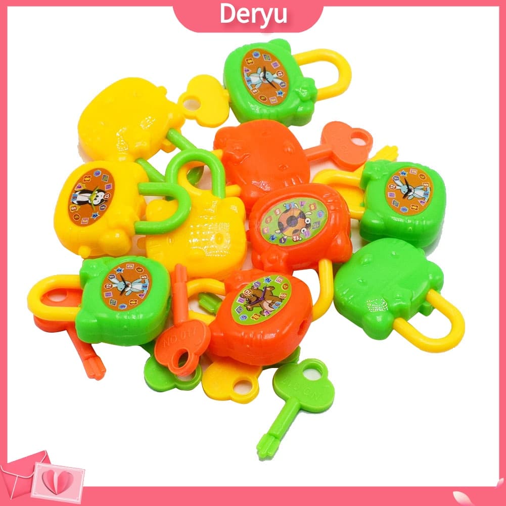 [Deryu]Conjunto Com 5pcs Mini Fechadura Colorida De Plástico Com Chave / Brinquedo Educativo Infantil