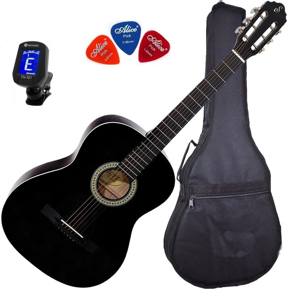 Kit Violão Acústico Aço C/ Capa Afinador S14 Preto Giannini
